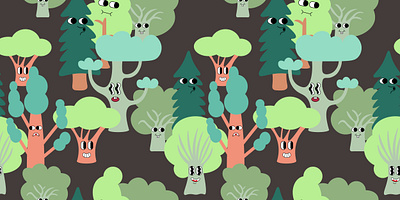 fairytale forest pattern colors emoji forest groovy illustration pattern seamless pattern vector vector art vector illustration