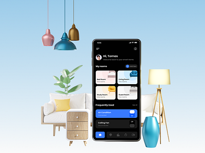 AI Smart Home Mobile App Design ai driven app app design figma home app designing home automation mobile app design photoshop smart home app technology ui design