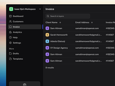 Invoice Dashboard Darkmode Design app darkmode darkmode ui dashboard design invoice saas ui ui design ux