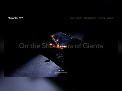 McLaren P1 3d 3d animation animation cover hero landing page mclaren motion design p1 ui ux visual web design webshocker website