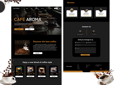 Coffee Restaurant Web Design black coffee dark graphic design resturant ui web