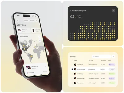 HR Platform UI – Smart Management Design dashboard design data visualization employee experience figma design hr platform hr tech interaction design interface design mobile ui modern ui product design remote work tools saas salary tracker team management ui ux inspiration ux design web app website design