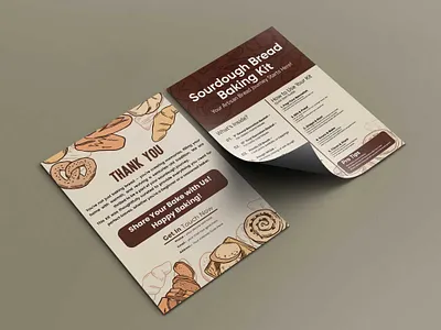 Sourdough Bread Kit Insert Card/ Flyer Design bakery box branding brush business business identity customer message. design flyer food handmade marketing package packaging print printable scraper sourdough starter yeast