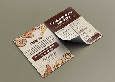 Sourdough Bread Kit Insert Card/ Flyer Design bakery box branding brush business business identity customer message. design flyer food handmade marketing package packaging print printable scraper sourdough starter yeast