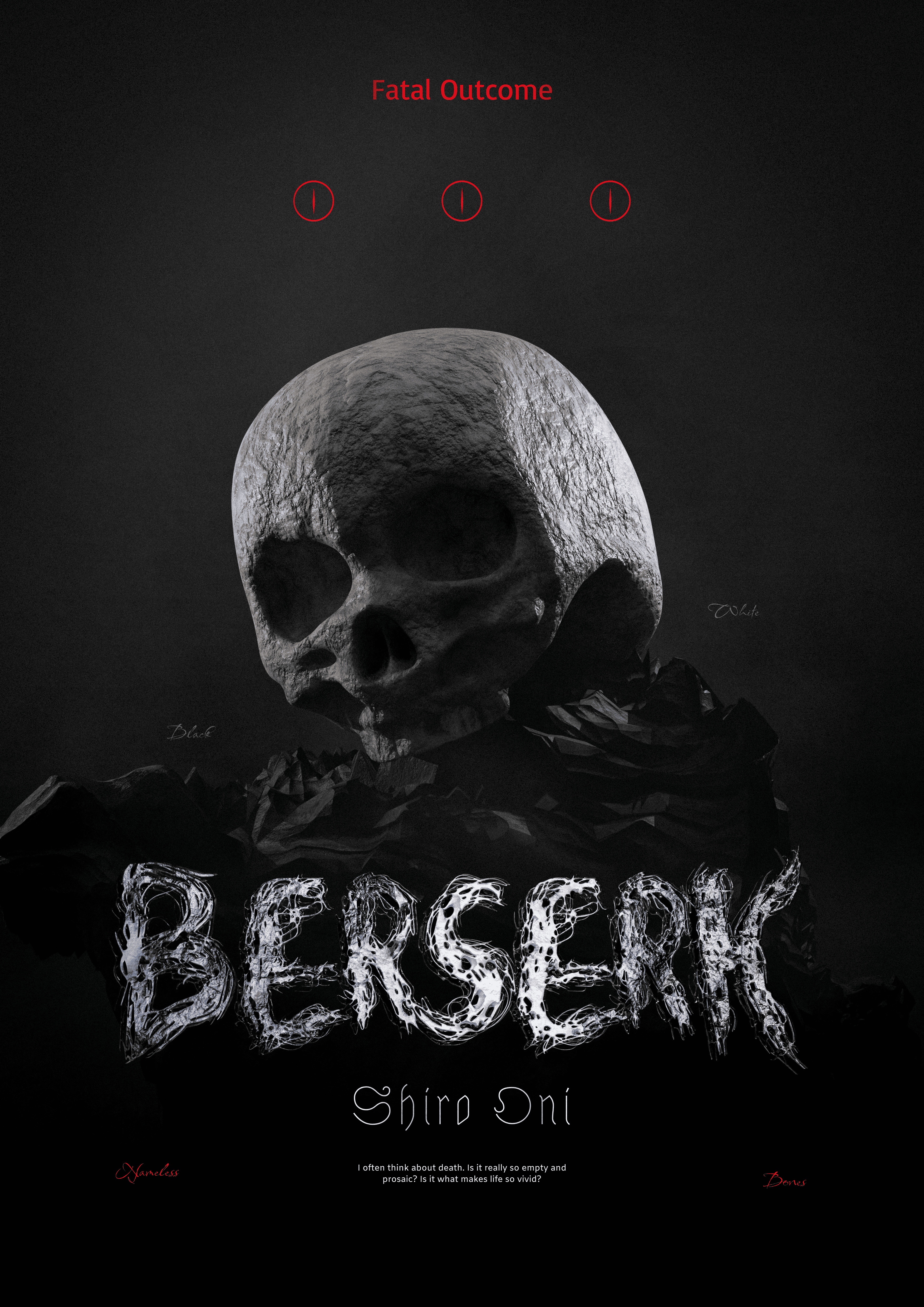 Berserk 3D Posrer (nameless bones) 3d 3d design animation berserk bones motion graphics poster skull