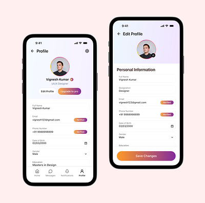 User Profile design mobile design profile ui ux