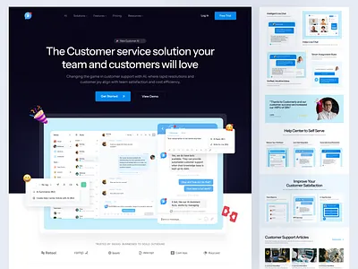 Customer Service Solution Website app design chat app chat bot customer solution customer solution website design hr rumen landing page landingpage minimal mobile app social media ui ux website website design