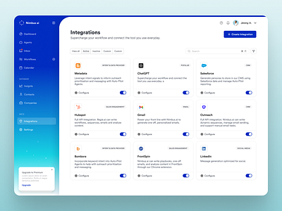 Integrations - nimbus ai design inspiration product ui ux web