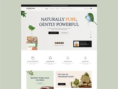 Handmade Organic Soap Store branding ecommerce website graphic design home page illustration morden landing page organic ecommerce organic item organic product organic soap saas website ui ux webdesign webpage website
