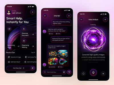 AI Mobile App UI – Smart, Intuitive & Powerful ai ai app ai mobile app app app design artificial intelligence app ios mobile mobile app product design smart assistant voice recognition