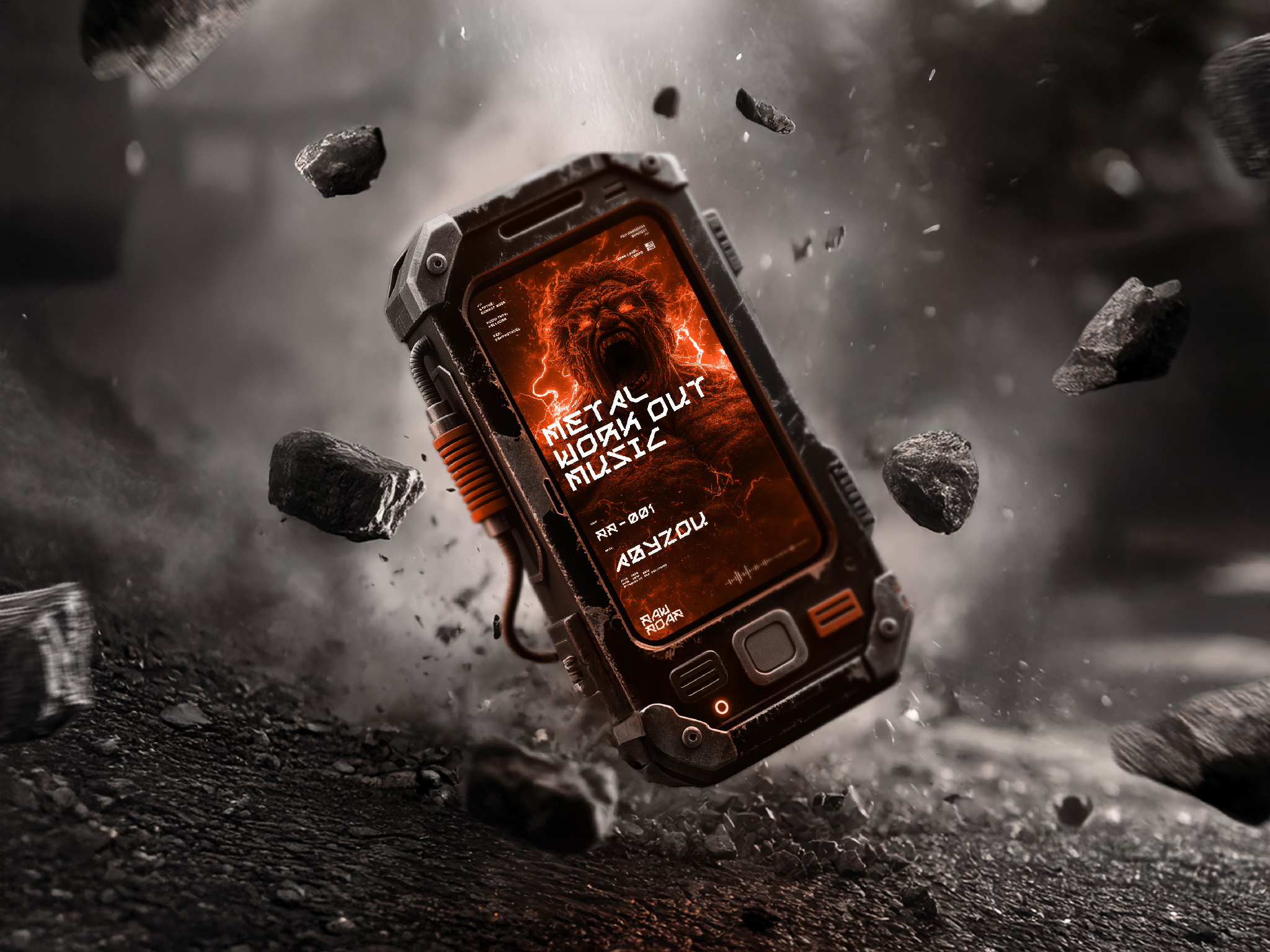 RR Music Channel – Monster Metal Covers for Workout Music app branding clean game graphic design sci fi music ui youtube