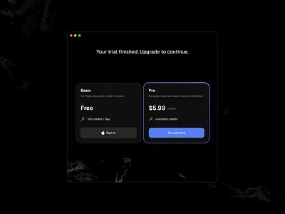 Trial finished - upgrade to continue app premium pricing pricing table pro table trial ui ui design upgrade