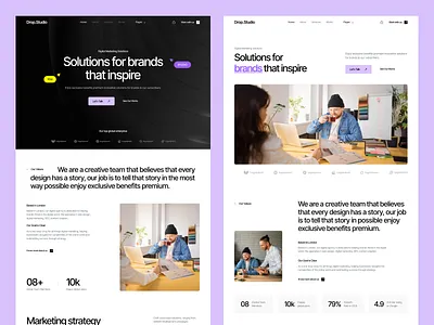 Drop Studio - Marketing Agency webflow template creative agency framer template website landing page design marketing agency marketing agency template no code website seo agency studio website webflow website template website design