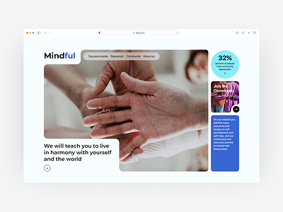 Hero section | Mindful block cards challenge colorful design figma gallery graphic design herodesign herosection mainscreen psychology site ui uichallenge uidesign ux webdesign website