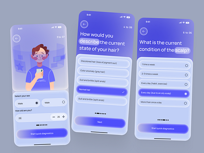 AI Hair & Skin Health Mobile App app app design design ios app mobile mobile app mobile app design mobile interface onbording onbording menu register sign in sign up signin signup ui