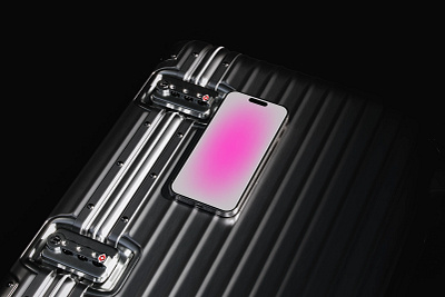iPhone 16 Pro Max mockup by Ply branding design graphic design illustration mockup phone mockup suitcase travel ui