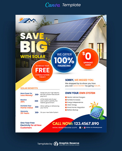 🌞 Solar Energy Advertising Flyer Canva Template canva template flyer flyer design flyer template solar solar flyer solar flyer template
