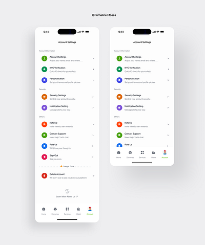 Account Setting Page account account setting app design payment settings ui uiux ux