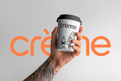 Crème Coffee Shop Logo barista beverage branding coffee foods logo minimal shop