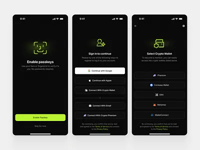 Crypto project - Login Flow app branding crypto product design illustration login page mobile app mobile app login mobile crypto register page ui ux