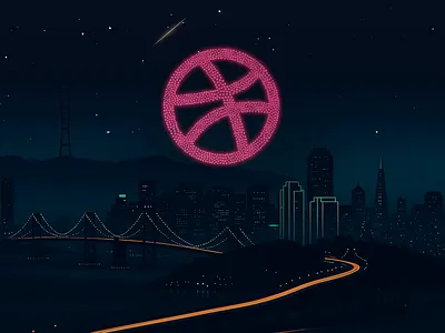 Dribbble's Sweet 16 Drone Show anniversary background birthday branding california city creative digital dribbble dribbbleweeklywarmup drone graphic design illustration motion graphics platform playful show skyline sweet16 trending