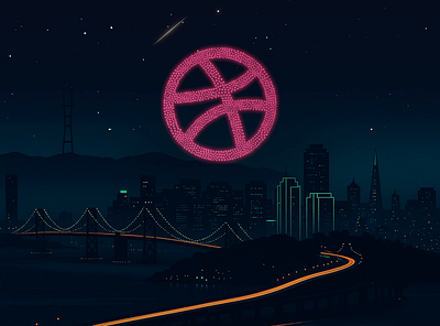 Dribbble's Sweet 16 Drone Show anniversary background birthday branding california city creative digital dribbble dribbbleweeklywarmup drone graphic design illustration motion graphics platform playful show skyline sweet16 trending