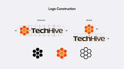 Tech Hive branding bee hive branding concept creative design fintech hexagon hive idea logo logotype minimal minimalist modern orange saas startup tech tech hive technology