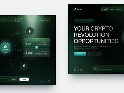 Website for Crypto design interface product service startup ui ux web website
