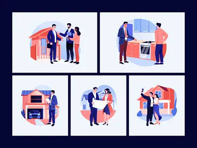 Real Estate Sale Illustration Art Set agency architecture art building business creative design flat house icons illustration marketing modern property realestate realtor residential sale sold vector