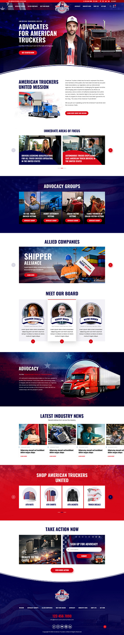 American Truckers United New UI Design. branding landign page ui ui uix uix ux vector website