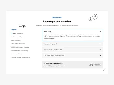 FAQ section categories expanded faq flat help list navigation page questions saas section side support topics ui ux web website