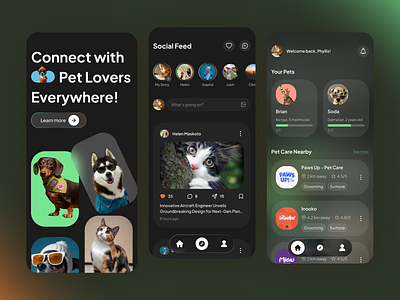 Pet social app creative graphic design mobile pet social ui uiux