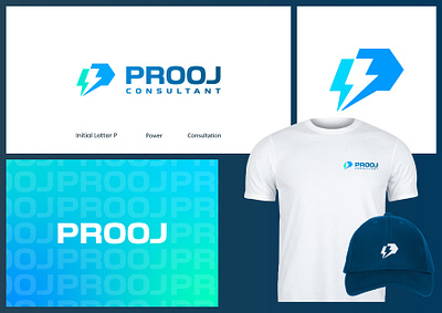Prooj Consultant Logo Design bolt brand identity branding concept consultancy consultant energy gradient letter p lettermark logo logo design minimal monogram negative space power renewable energy startup sustainability symbol