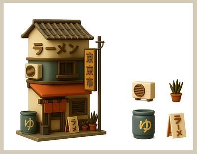 Miniature Ramen House 3d 3d design 3d digital illustration 3d icons 3d illustration 3d miniatur 3d object 3d vector digital art digital illustration illustration jappanese ramen ramen ramen house