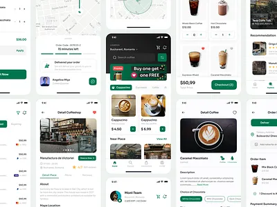 CoffeQu - Coffe Shop Mobile App app app design branding coffee coffeeshop design featured figma like mobile mobile design mobileapp mobiledesign premium uikit trending ui ui8 uidesign uikit ux design