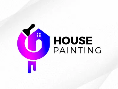 Digital House Painting Brush Logo Design work