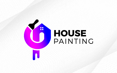Digital House Painting Brush Logo Design work
