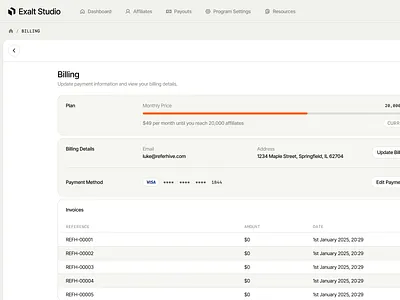 Billing Screen billing billing screen dashboard dashboard design agency dashboard designer design agency mvp design product designer saas saas designer settings ui ui design saas