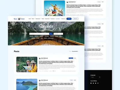 Soapbox | Travel Blog Website Design blog website design dribbble shot interactive design landing page minimalist design modern web design responsive layout travel agency travel blog ui uiux user experience user interface uxui design web design inspiration website design