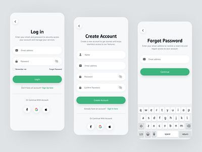 Mobile App Authentication UI – Login, Signup & Password Reset all app app flow design app login signup app onboarding authentication ui create account figma design forgot password ui log in login signup flow login ui mobile app design mobile ux onboarding otp verification password reset register sign up signup screen user interface design