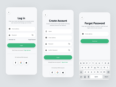 Mobile App Authentication UI – Login, Signup & Password Reset all app app flow design app onboarding authentication ui create account figma design forgot password ui log in login signup flow login ui mobile app design mobile ux onboarding otp verification password reset register sign up signup screen splash screen user interface design