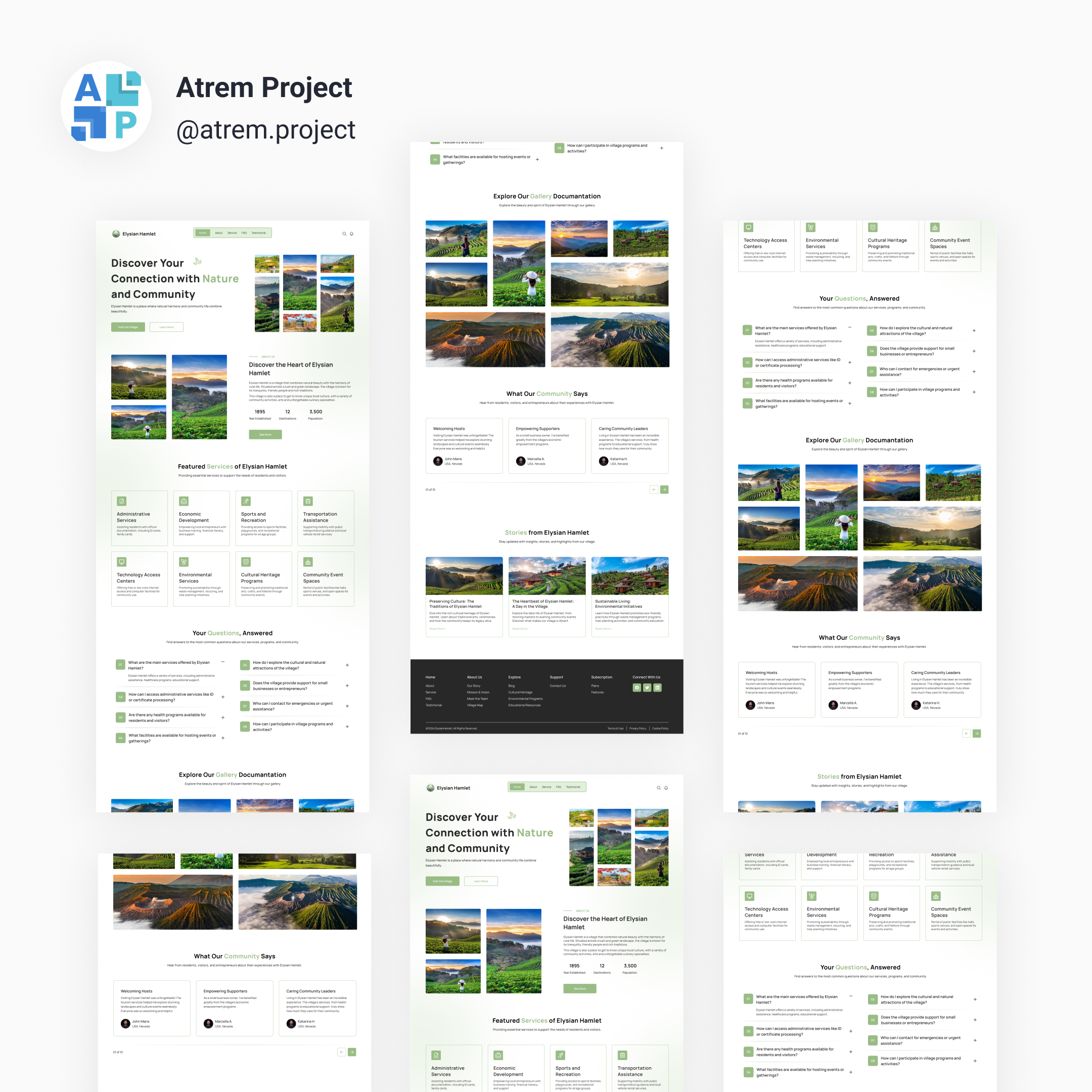 Elysian Hamlet - Landing Page VIllage atrem project figma mobile app ui ui design uiux user interface ux ux design web design