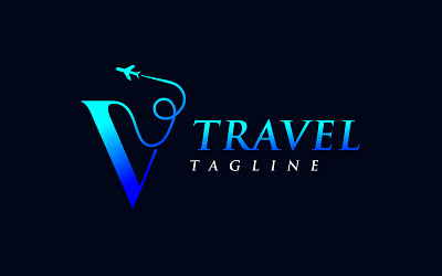 Adventure Travel Logo Design, Letter V Travel Logo, Tourist logo wave