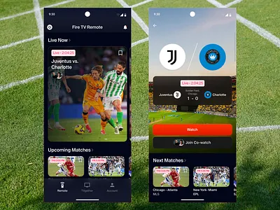 GoalStream: Live Match UI for TV Remotes ios design live activities live stream product design soccer soccer game ui ui ux design