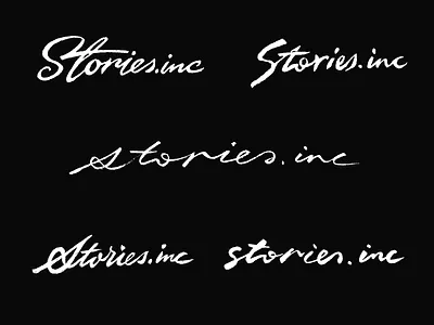 Stories.inc : logotype exploration artsy authentic calligraphy custom flow handwritten logo poetic process raw script signature stories texture type typography unique
