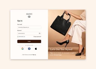 Sign In page - UI aesthetic ui branding clean design daily ui fashion figma handbag app login login interaction minimal sign in sign in form ui ui inspiration ui trend uiux user experience user interface ux web app