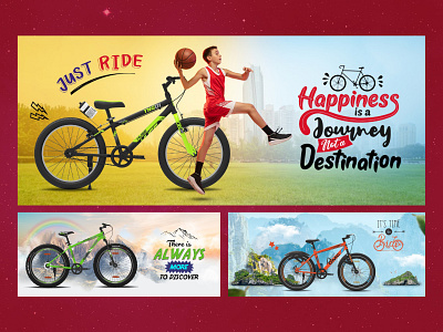 Bicycle Brand Website Banners adobe photoshop bicycle banner design branding design figma graphic design graphic designer ui design website banner design website design