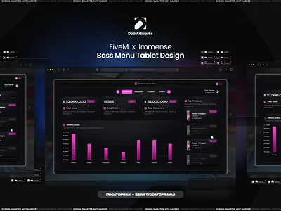 Immense Boss Menu Tablet UI I Gta V boss boss menu illustration immense roleplay rp tablet
