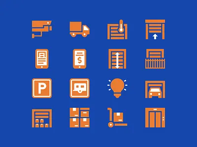 Storage icons blue design icon icons illustration minimal minimalism minimalist orange storage vector warehouse
