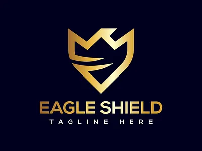 Eagle Shield Logo, Golden Shield Security Logo Design, phoenix wings
